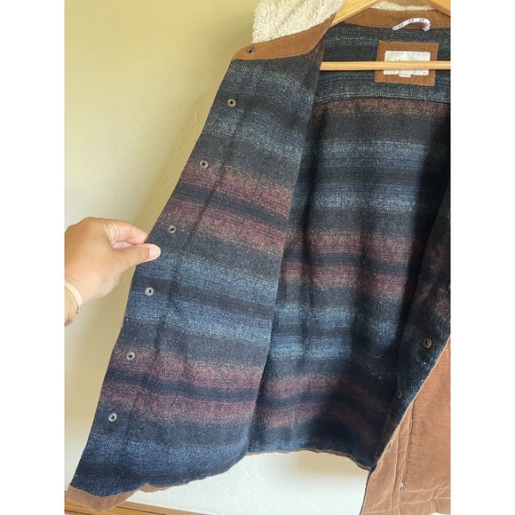 RIPCURL Brown Corduroy Hooded Work Jacket Shacket Blanket Lined Size Smal - Picture 5 of 11